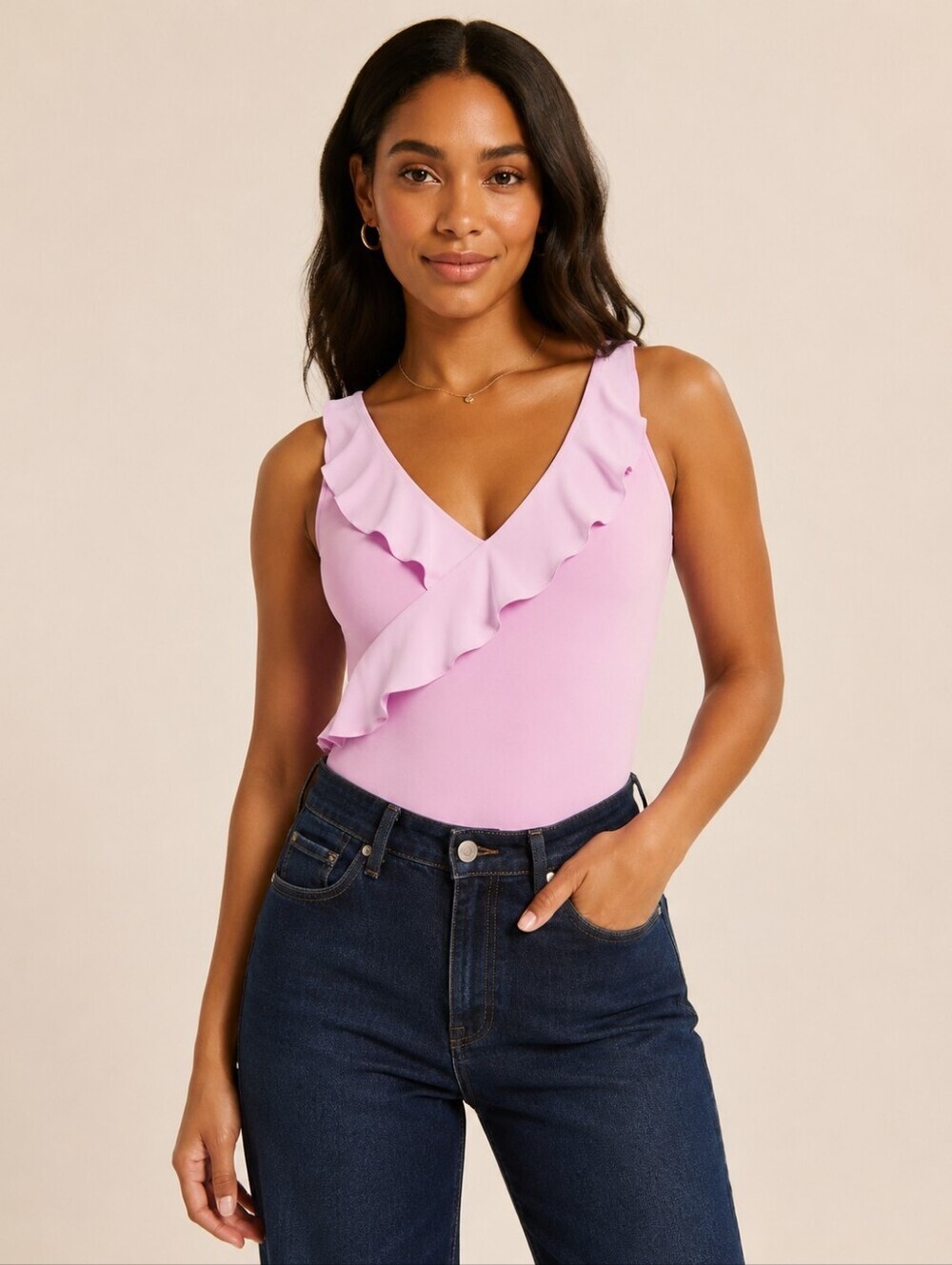 NWT Leith Ruffle One Piece Bodysuit Purple Lilac Women's XS Nordstrom